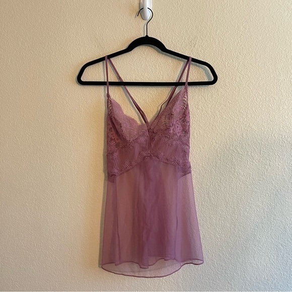 Victoria's Secret Other - VICTORIA'S SECRET Lace Mauve Mesh Babydoll Top Women's Size Small